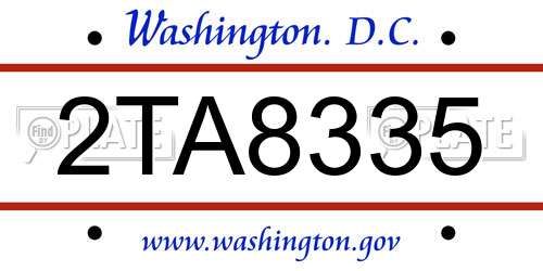 2TA8335 District Of Columbia License Plate