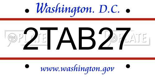 2TAB27 District Of Columbia License Plate