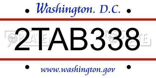 2TAB338 District Of Columbia License Plate