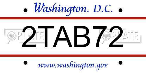 2TAB72 District Of Columbia License Plate