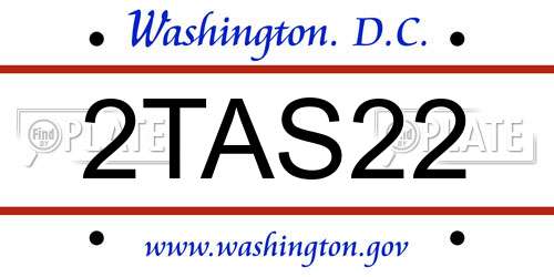 2TAS22 District Of Columbia License Plate
