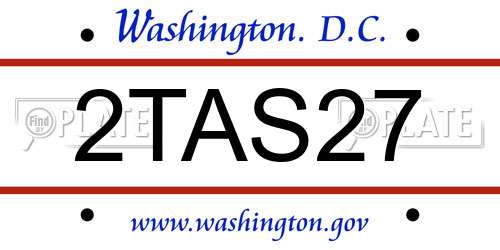 2TAS27 District Of Columbia License Plate
