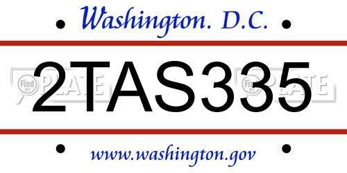 2TAS335 District Of Columbia License Plate