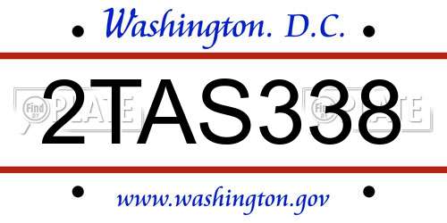 2TAS338 District Of Columbia License Plate