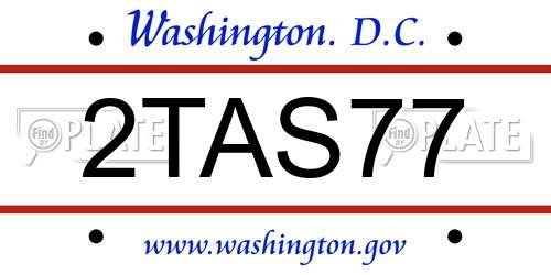 2TAS77 District Of Columbia License Plate