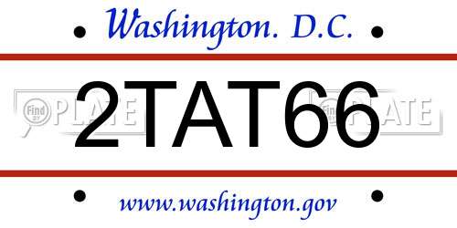 2TAT66 District Of Columbia License Plate