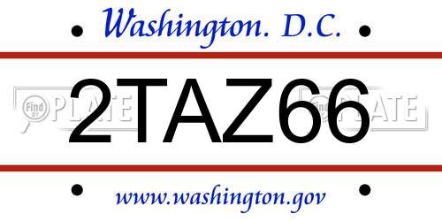2TAZ66 District Of Columbia License Plate