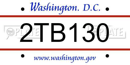 2TB130 District Of Columbia License Plate