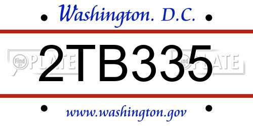 2TB335 District Of Columbia License Plate