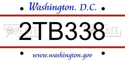 2TB338 District Of Columbia License Plate