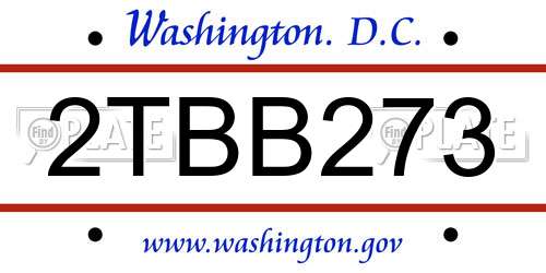 2TBB273 District Of Columbia License Plate