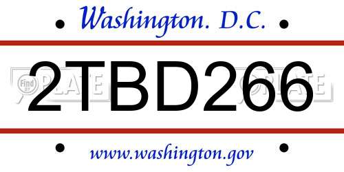 2TBD266 District Of Columbia License Plate