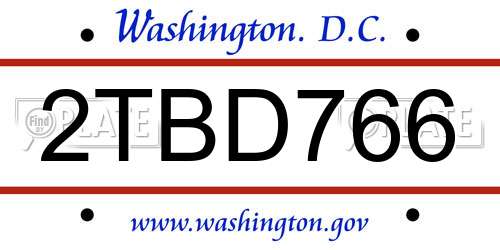 2TBD766 District Of Columbia License Plate