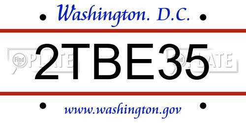 2TBE35 District Of Columbia License Plate