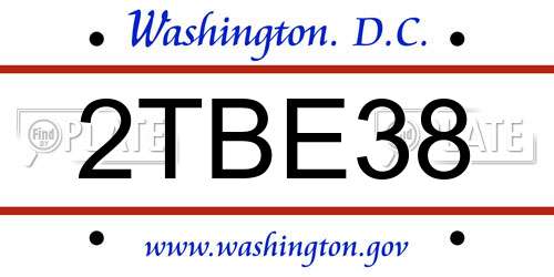 2TBE38 District Of Columbia License Plate