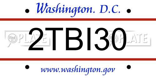 2TBI30 District Of Columbia License Plate
