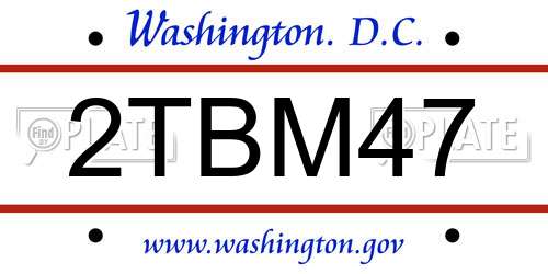2TBM47 District Of Columbia License Plate
