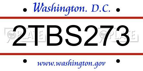 2TBS273 District Of Columbia License Plate