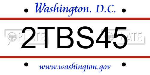 2TBS45 District Of Columbia License Plate