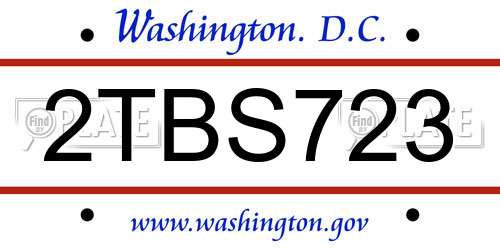 2TBS723 District Of Columbia License Plate