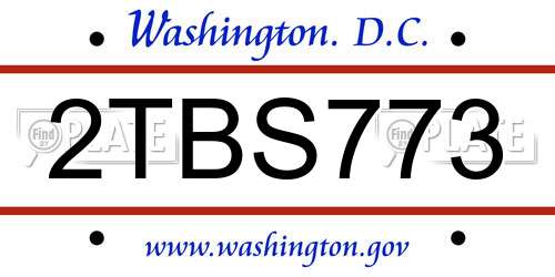 2TBS773 District Of Columbia License Plate