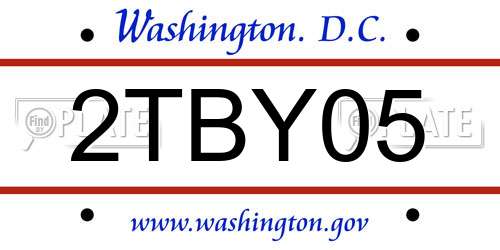2TBY05 District Of Columbia License Plate