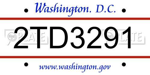 2TD3291 District Of Columbia License Plate