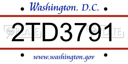 2TD3791 District Of Columbia License Plate