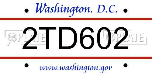 2TD602 District Of Columbia License Plate