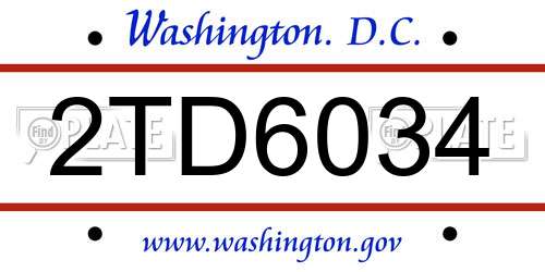 2TD6034 District Of Columbia License Plate