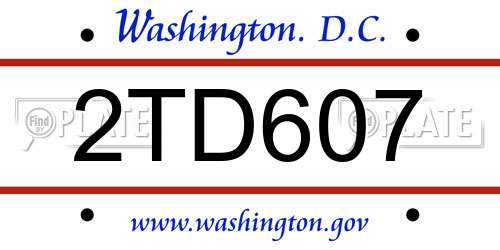 2TD607 District Of Columbia License Plate