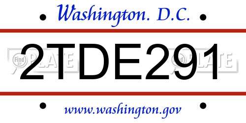 2TDE291 District Of Columbia License Plate
