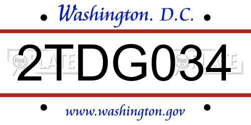 2TDG034 District Of Columbia License Plate