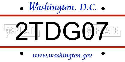 2TDG07 District Of Columbia License Plate