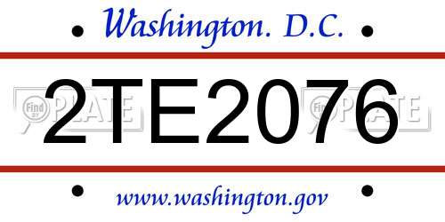 2TE2076 District Of Columbia License Plate