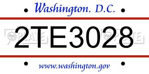 2TE3028 District Of Columbia License Plate