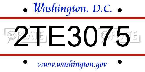 2TE3075 District Of Columbia License Plate