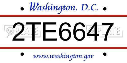 2TE6647 District Of Columbia License Plate