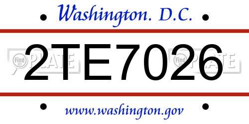 2TE7026 District Of Columbia License Plate