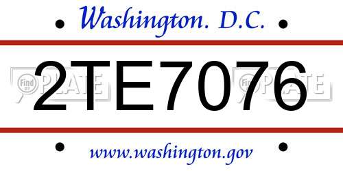 2TE7076 District Of Columbia License Plate