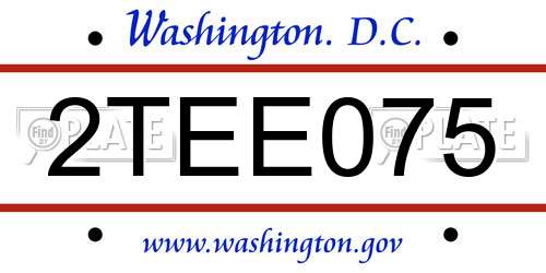 2TEE075 District Of Columbia License Plate