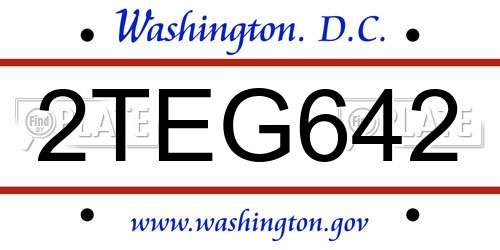 2TEG642 District Of Columbia License Plate