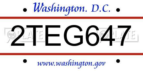 2TEG647 District Of Columbia License Plate