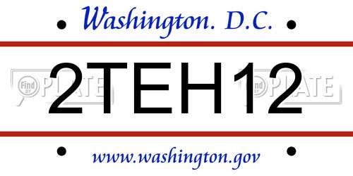 2TEH12 District Of Columbia License Plate