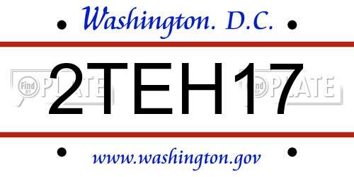 2TEH17 District Of Columbia License Plate