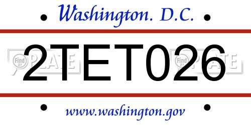2TET026 District Of Columbia License Plate
