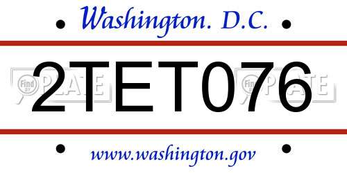 2TET076 District Of Columbia License Plate
