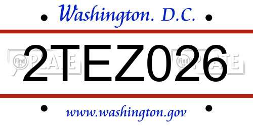 2TEZ026 District Of Columbia License Plate
