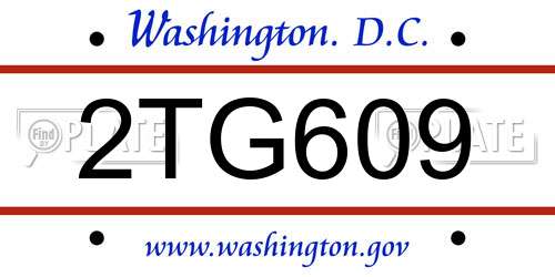 2TG609 District Of Columbia License Plate