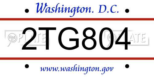 2TG804 District Of Columbia License Plate